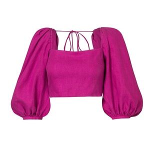 CALA DE LA CRUZ Sami cropped linen TOP M